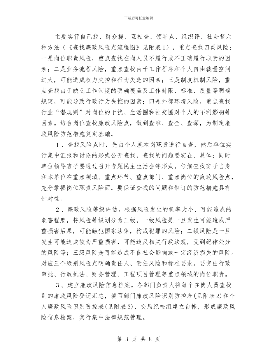 国土局廉政风险防范管理方案与国土局志愿服务活动计划汇编_第3页