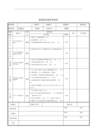 准备组长绩效考核表