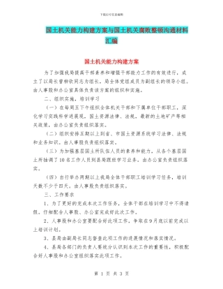 国土机关能力构建方案与国土机关腐败整顿交流材料汇编