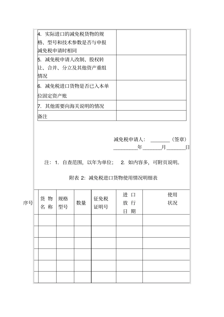 减免税货物使用状况报告书_第2页