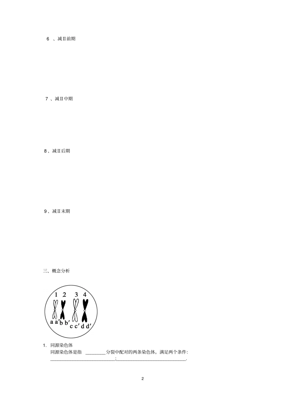减数分裂和受精作用学案汇总_第2页