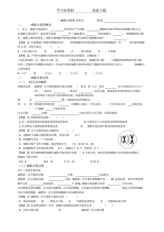 减数分裂复习导学案