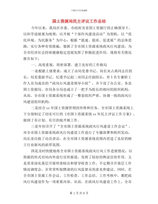 国土资源局民主评议工作总结