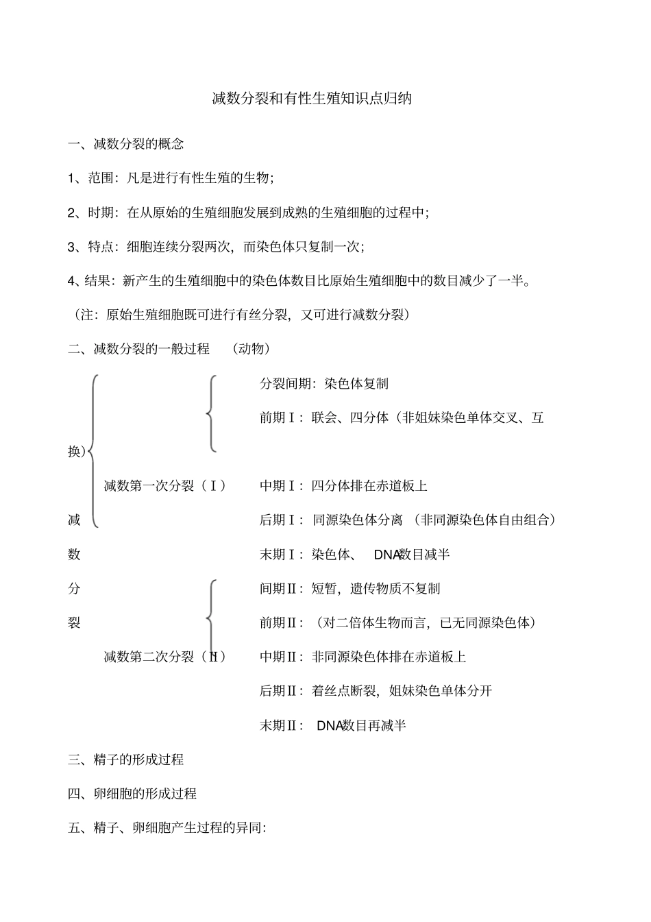 减数分裂知识点归纳_第1页