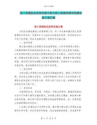国土资源执法监管实施方案与国土资源杯演讲比赛实施方案汇编