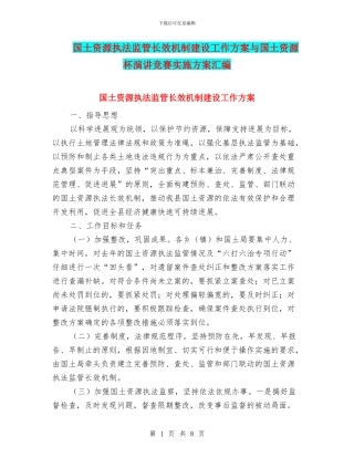 国土资源执法监管长效机制建设工作方案与国土资源杯演讲比赛实施方案汇编