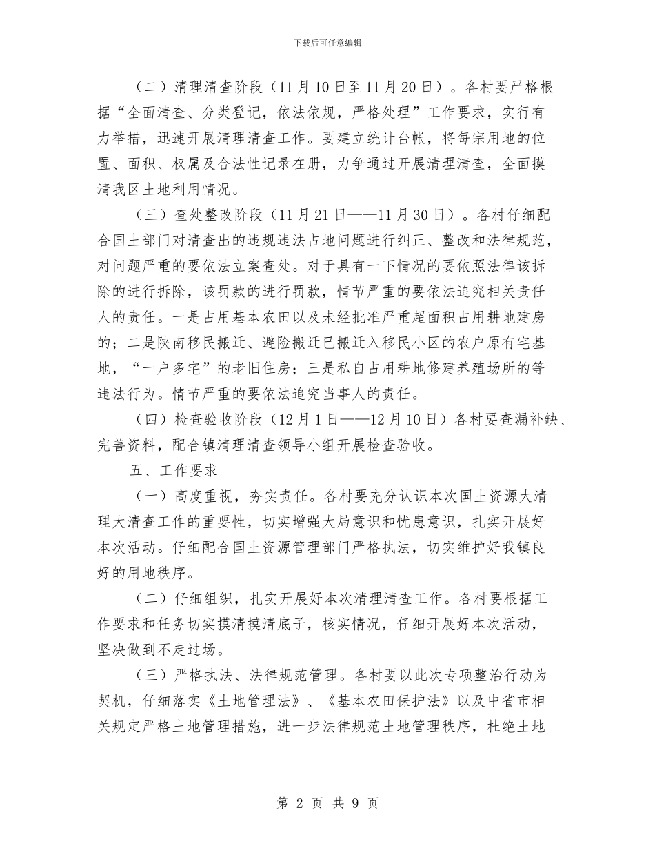 国土资源清理清查工作方案与国家卫生县城创建工作方案汇编_第2页