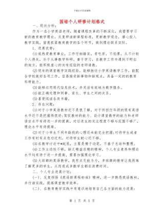 国培个人研修计划格式