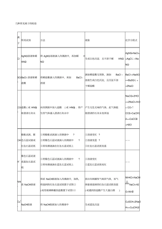 几种常见离子的检验