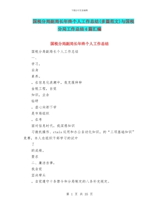 国税分局副局长年终个人工作总结与国税分局工作总结4篇汇编