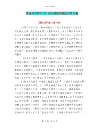 国税局年度工作计划与国税局整改方案汇编