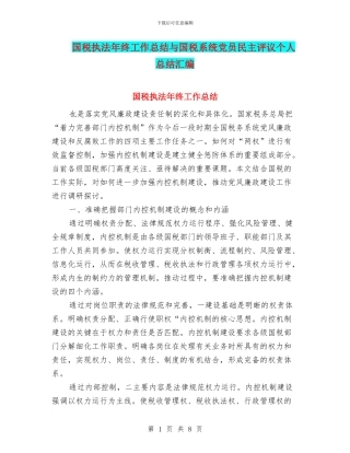 国税执法年终工作总结与国税系统党员民主评议个人总结汇编