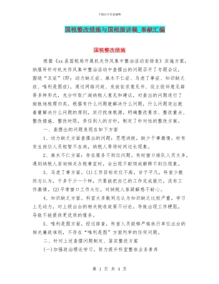 国税整改措施与国税演讲稿