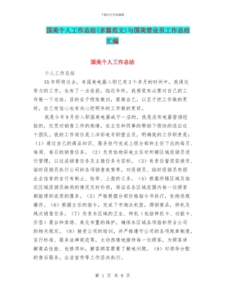 国美个人工作总结与国美营业员工作总结汇编