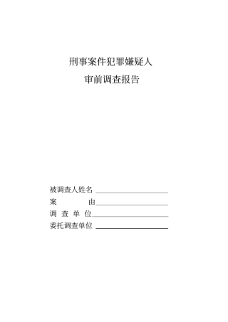 刑事案件犯罪嫌疑人审前调查报告