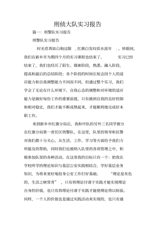 刑侦大队实习报告