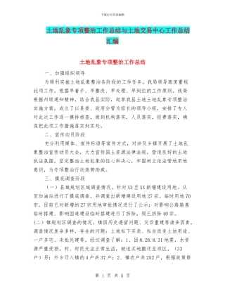 土地乱象专项整治工作总结与土地交易中心工作总结汇编
