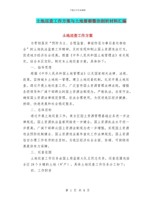 土地巡查工作方案与土地督察整治剖析材料汇编