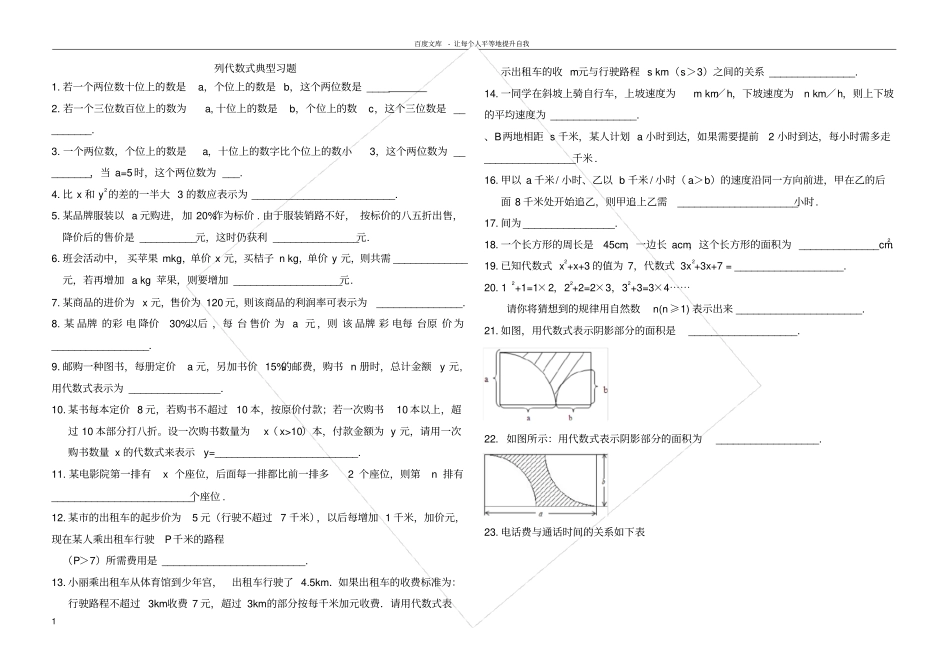 列代数式典型习题_第1页