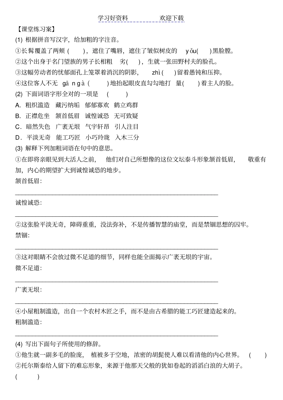 列夫托尔斯泰导学案_第3页