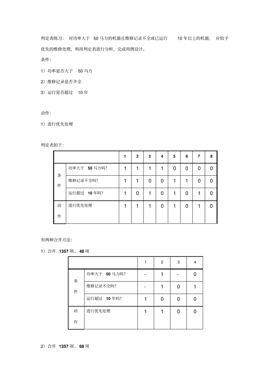 判定表练习优先维修的机器_第1页