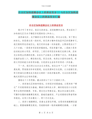 在全区加快发展会议上的表态发言与在全区加快发展会议上的表态发言汇编