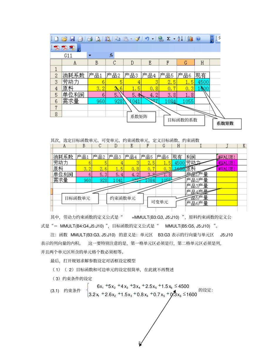 利用excel软件求解线性规划问题讲解_第2页