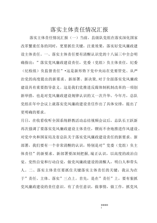 落实主体责任情况汇报