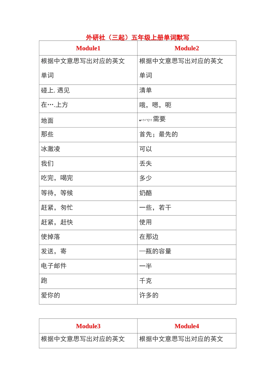 外研社(三起)五年级上册单词默写_第1页