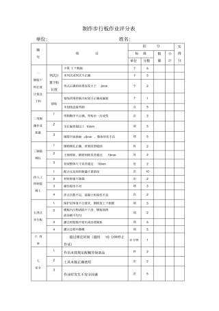 制作步行板作业评分表