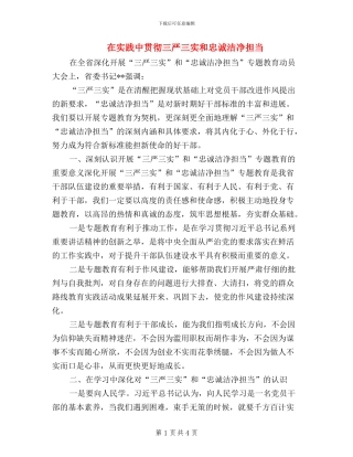 在实践中贯彻三严三实和忠诚干净担当