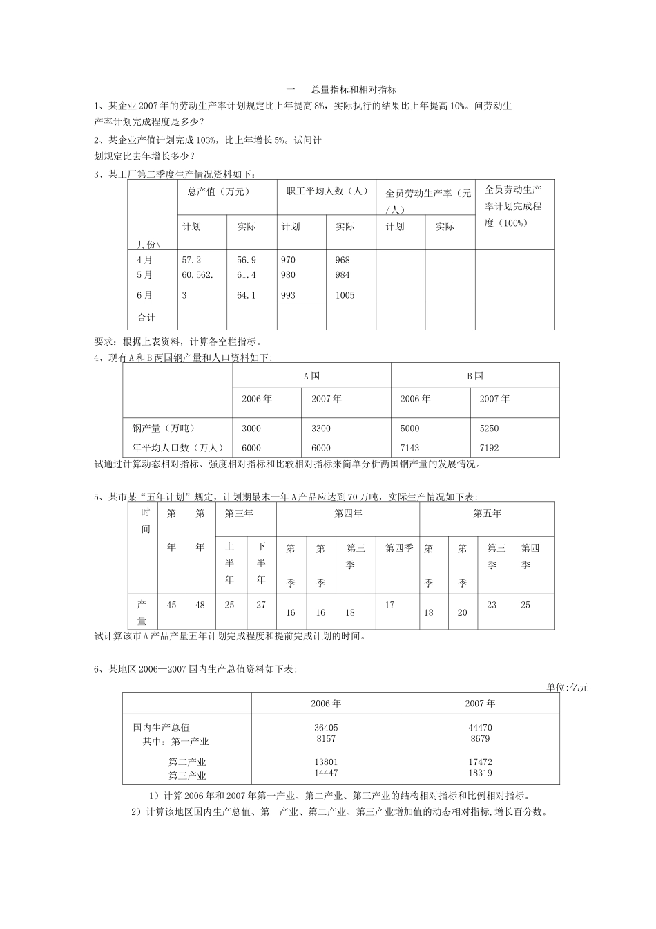 统计学练习题-统计学计算工地各季度_第1页