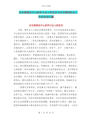 在市委理论中心组学习会上的发言与在市律师队伍工作会发言汇编