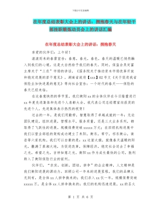 在年度总结表彰大会上的讲话：拥抱春天与在年轻干部挂职锻炼动员会上的讲话汇编
