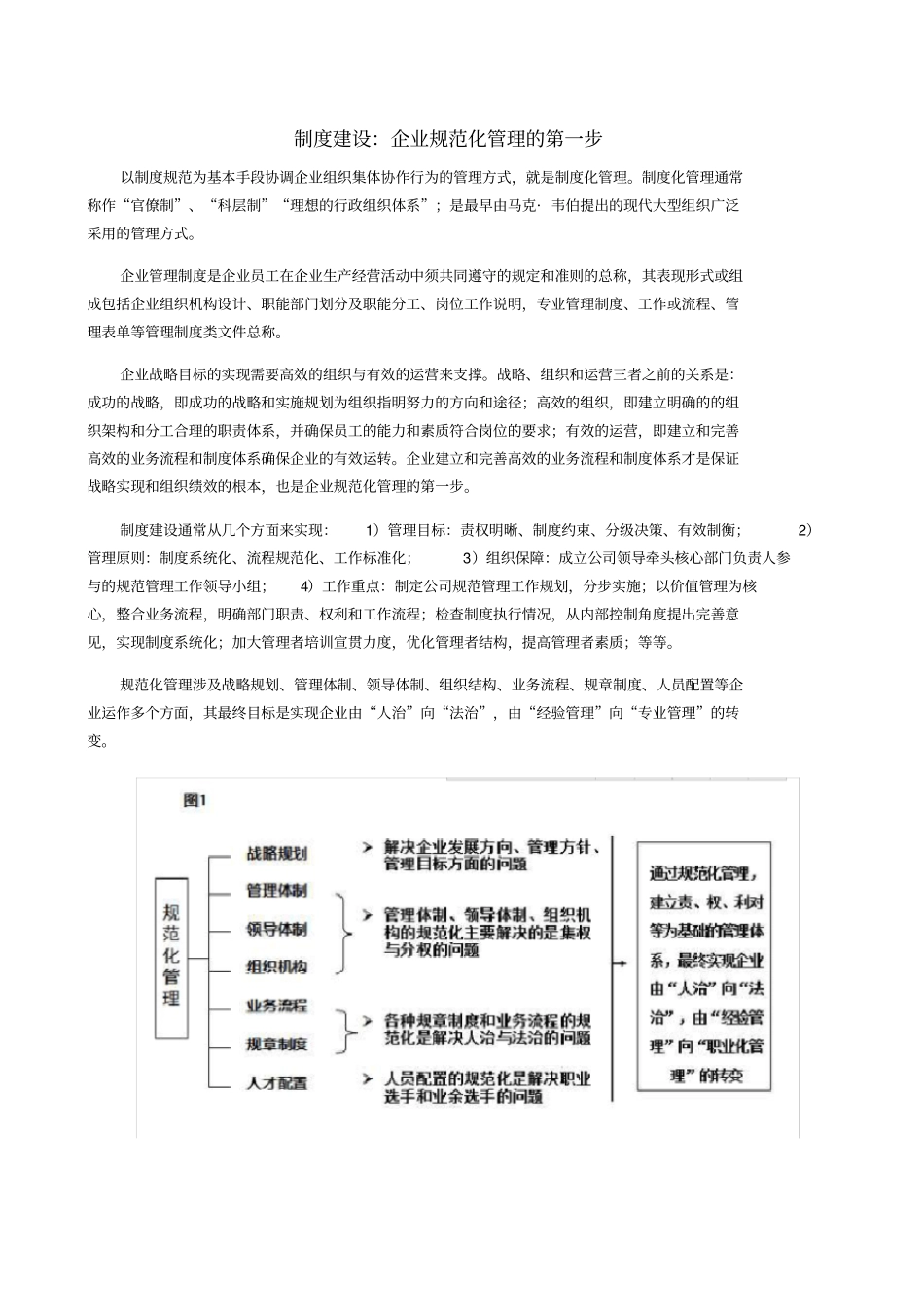 制度建设：企业规范化管理的第一步_第1页