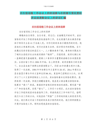 在扫盲迎检工作会议上的欢迎辞与在招商引资民营经济总结表彰会议上的讲话汇编