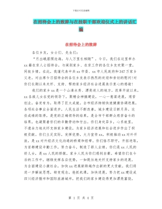 在招待会上的致辞与在挂职干部欢迎仪式上的讲话汇编