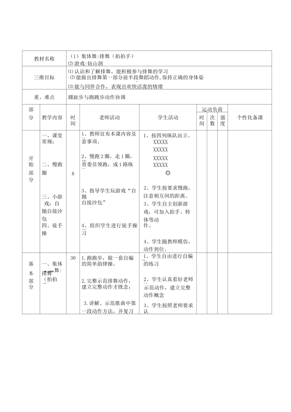 六年级体育教案-韵律舞蹈单元_第1页