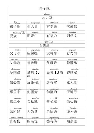 弟子规(全文,带拼音)