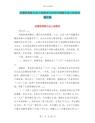 在模范表彰大会上的报告与在步行街推介会上的讲话稿汇编