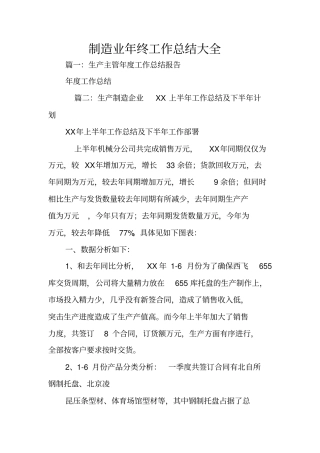 制造业年终工作总结大全