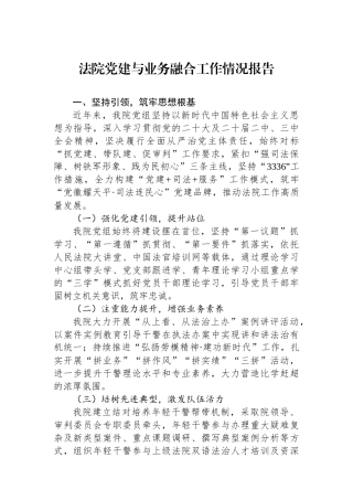 法院党建与业务融合工作情况报告