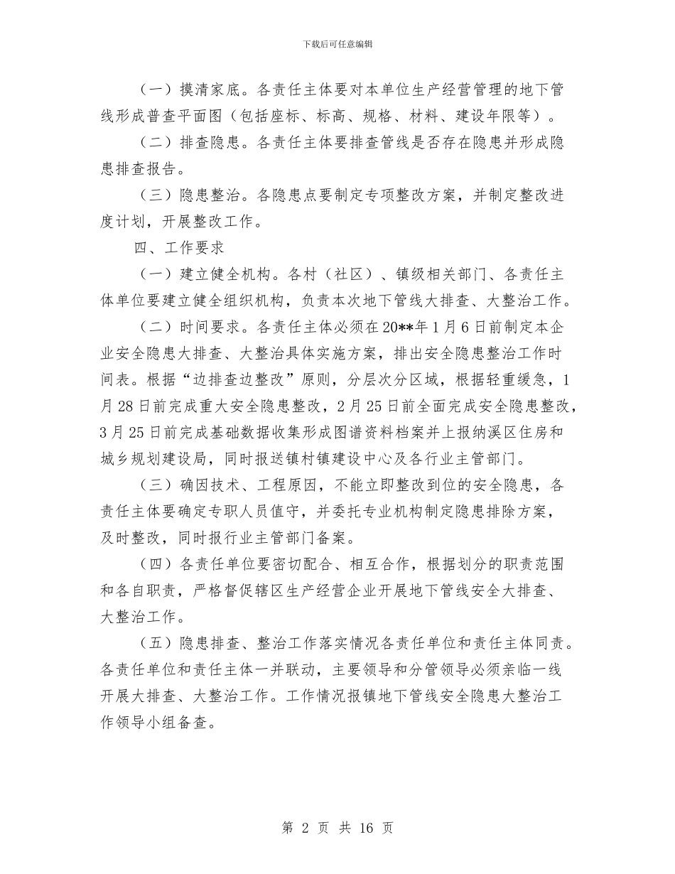 地下管线安全隐患排查整治方案与地下管线挖断事故应急预案汇编_第2页
