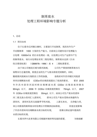 制革废水处理工程环境影响评价专题分析