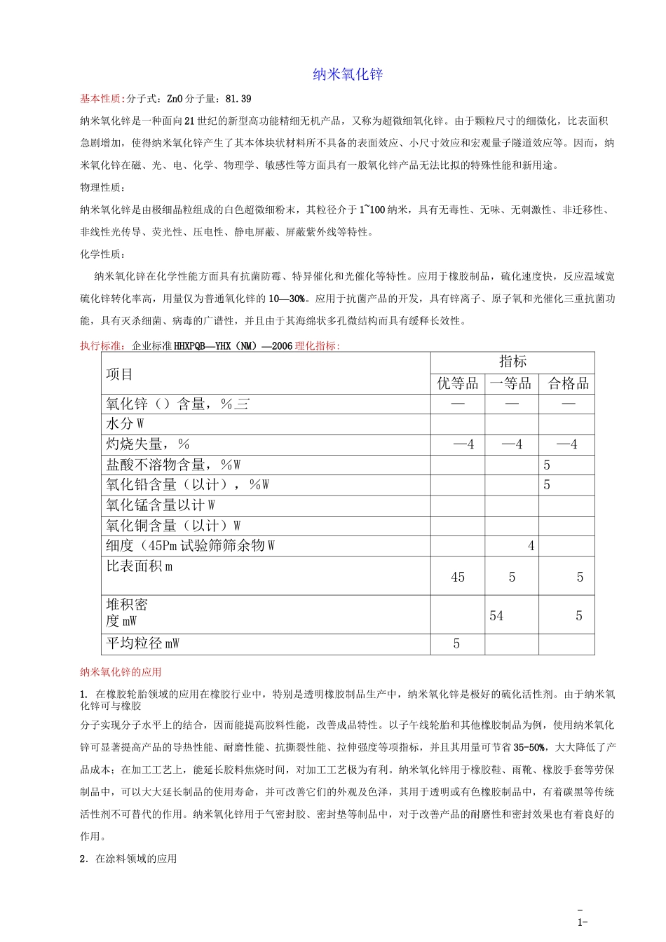 各类氧化锌标准_第1页