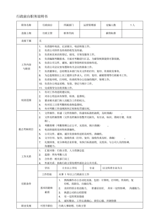 前台岗位职责描述及任职要求