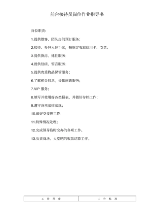 前台接待员岗位作业指导书