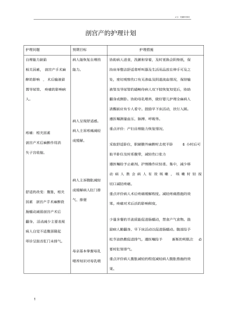 剖宫产的护理计划