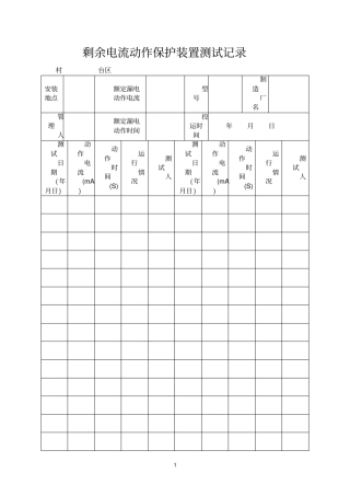 剩余电流动作保护装置测试记录