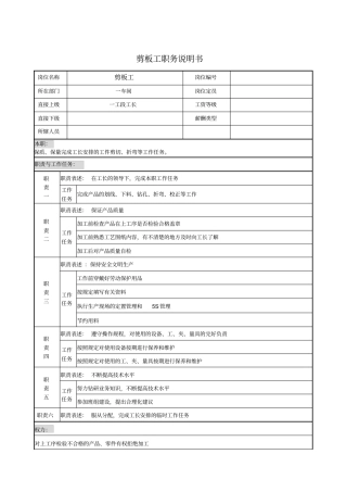 剪板工职务说明书